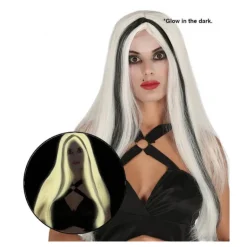 Peluca con brillo en la Oscuridad con mechas