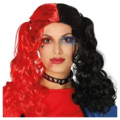Peluca con Coletas Roja y Negra