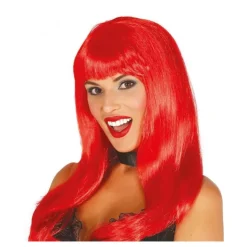 Peluca con Flequillo Roja
