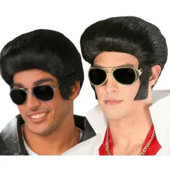 Peluca del Rey de Rock con tupé y patillas