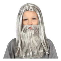 Peluca Gris con Barba Larga Infantil