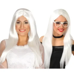 Peluca melena blanca larga para Halloween