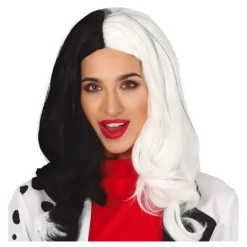 Peluca Melena Villana Negra-Blanca Extra