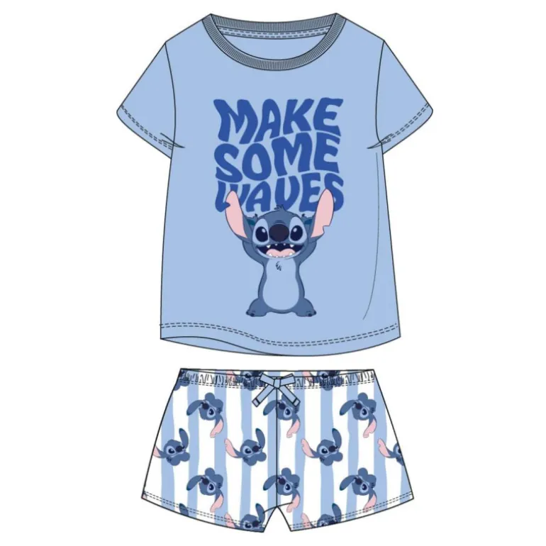 Pijama Infantil de Stitch - "Make Some Waves" (100% Algodón)
