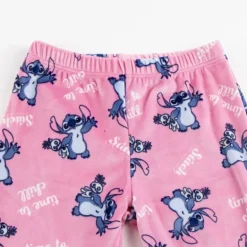 Pijama Largo Coral Fleece Aplicaciones Stitch Niños