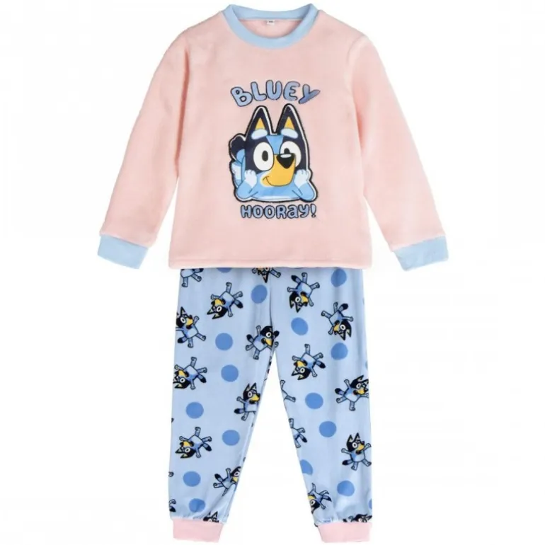 Pijama Largo Coral Fleece Bluey 100% Poliéster para Niños