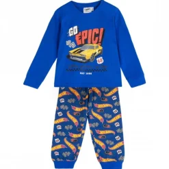 Pijama Largo Single Jersey Hot Wheels para Niños 3-8 Años