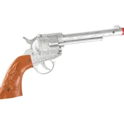 Pistola de Vaquero Marrón y Plateada