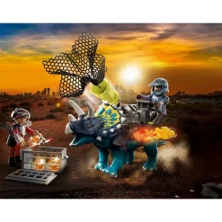 Playmobil Triceratops Dino Rise con cañón de red