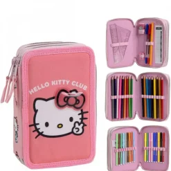 Plumier con Accesorios Giotto Hello Kitty 100% Polyester Rosa