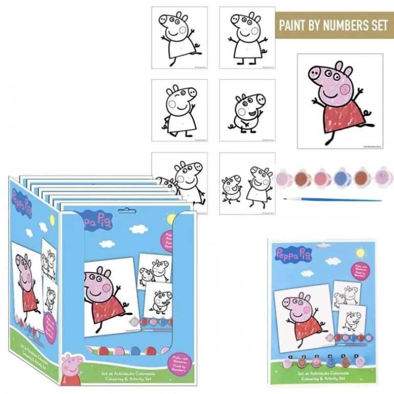 Set de Papelería Coloreable Peppa Pig 100% Papel Azul