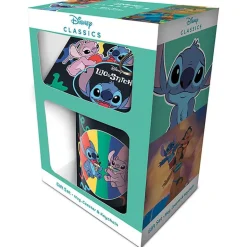 Set de Taza, Posavasos y Llavero de Stitch y Ángel Lilo y Stitch