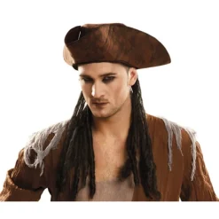 Sombrero Pirata marrón con rastas