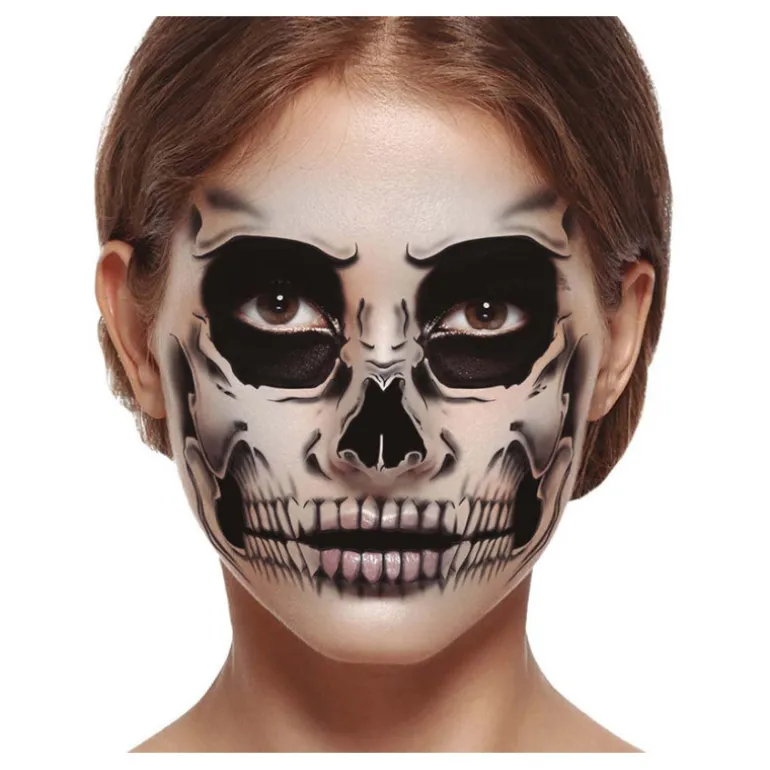 Tatuaje de Esqueleto Facial de 30x14 cm