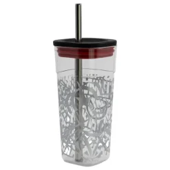 Vaso Acrílico Cube Con Pajita Acero Inox. Marvel