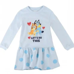 Vestido Bluey French Terry para Niñas 3-6 Años 100% Algodón