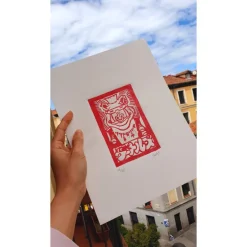 Xilografía Phacochoerus x Daniel Tudelilla FANART